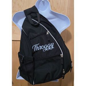Throggy Black Sling Backpack With Multiple Zipper Pockets & Mesh Holder
